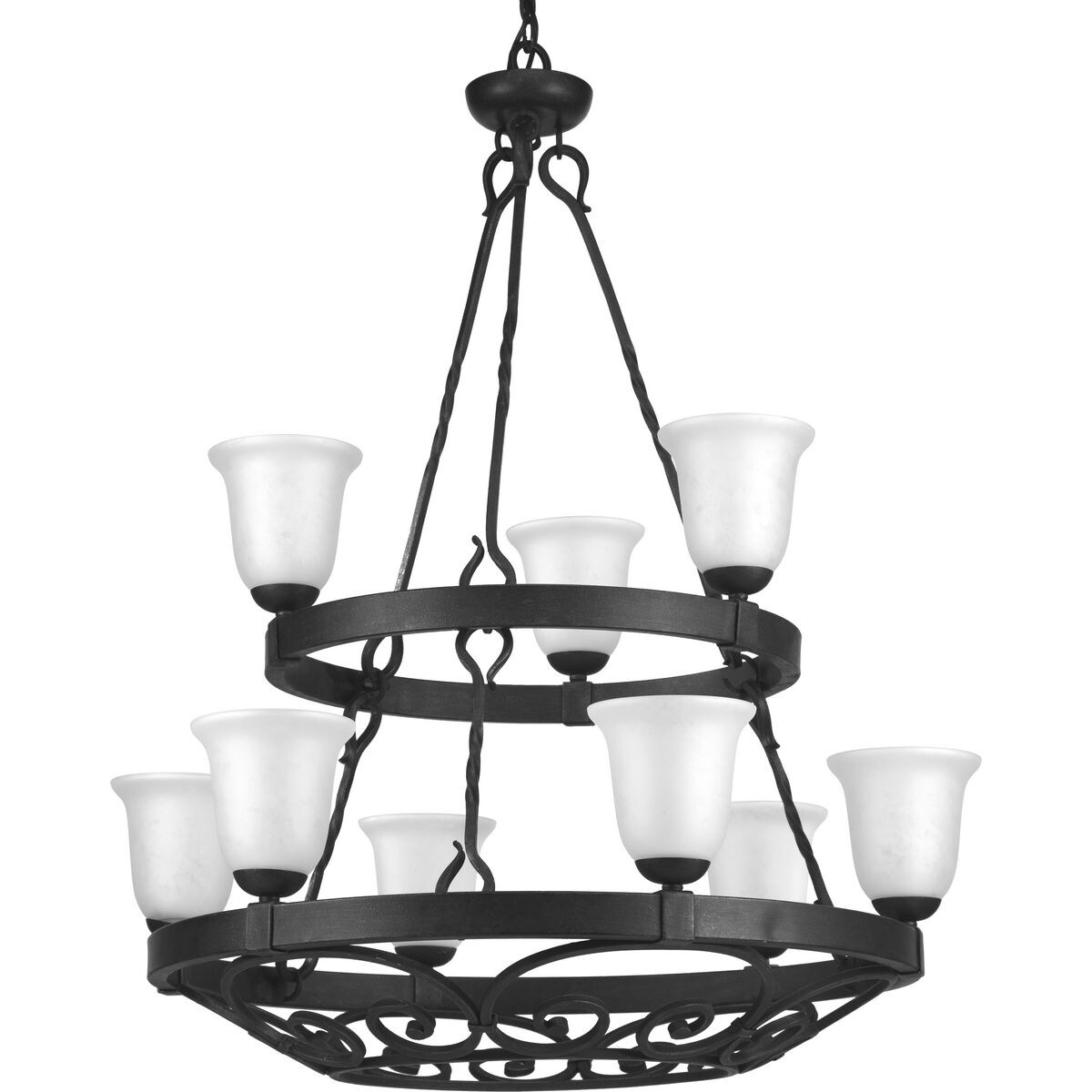 Progress Lighting P4731-71 Enclave 9-light 2-tier Chandelier - N/A (Gilded Iron) - Chandeliers For Bedrooms by Overstock.com