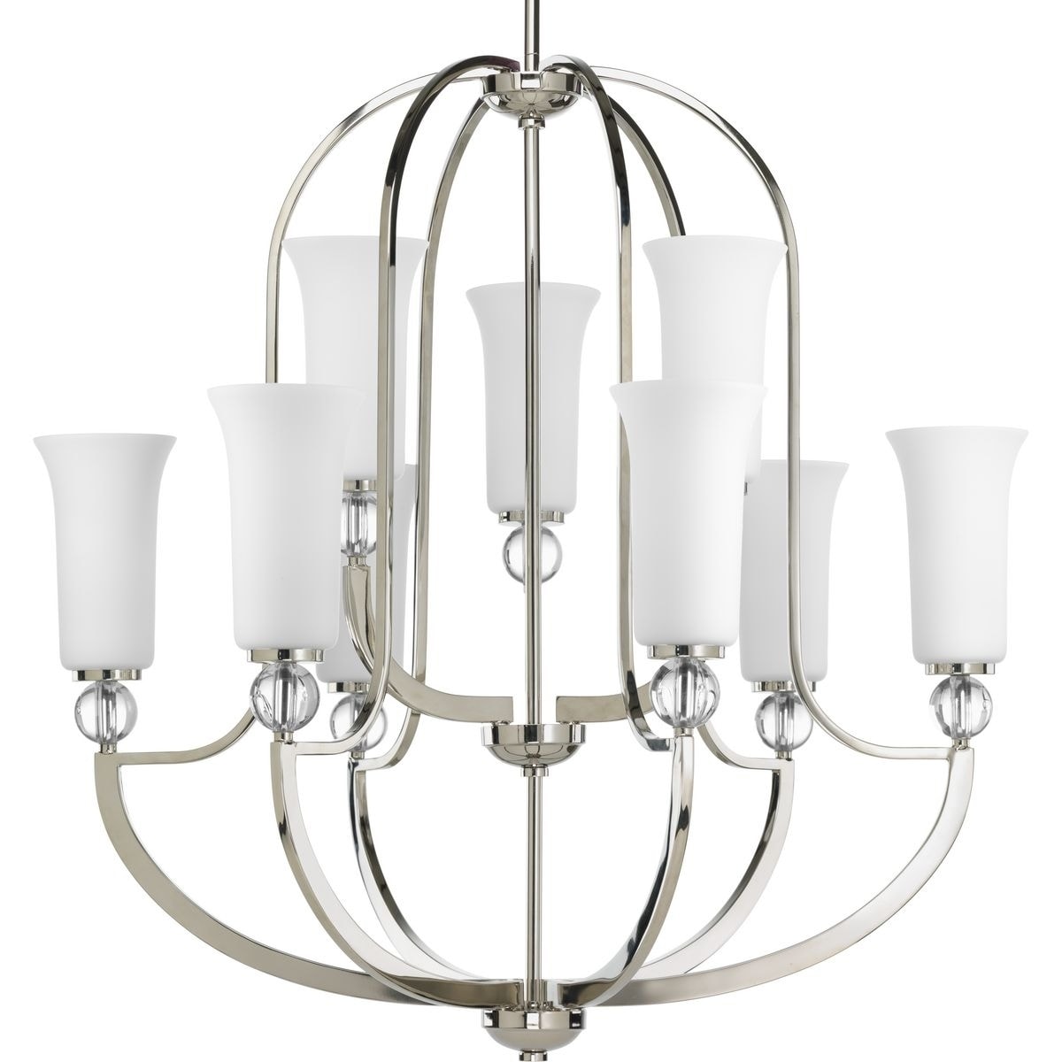 Progress Lighting P4652-104 Elina 9-light 2-tier Chandelier - N/A (Polished Nickel) - Chandeliers For Bedrooms by Overstock.com