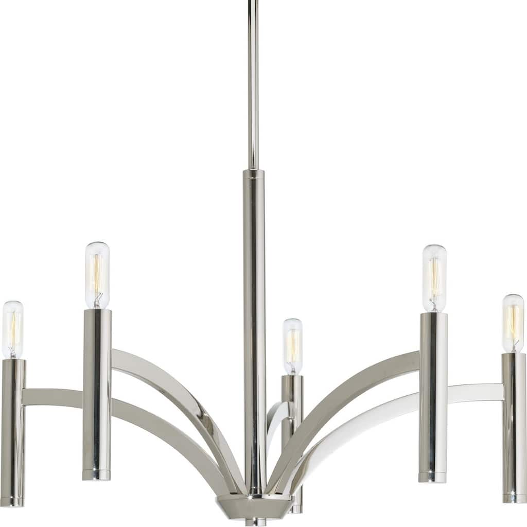 Draper Collection 5-Light Polished Nickel Luxe Chandelier Light