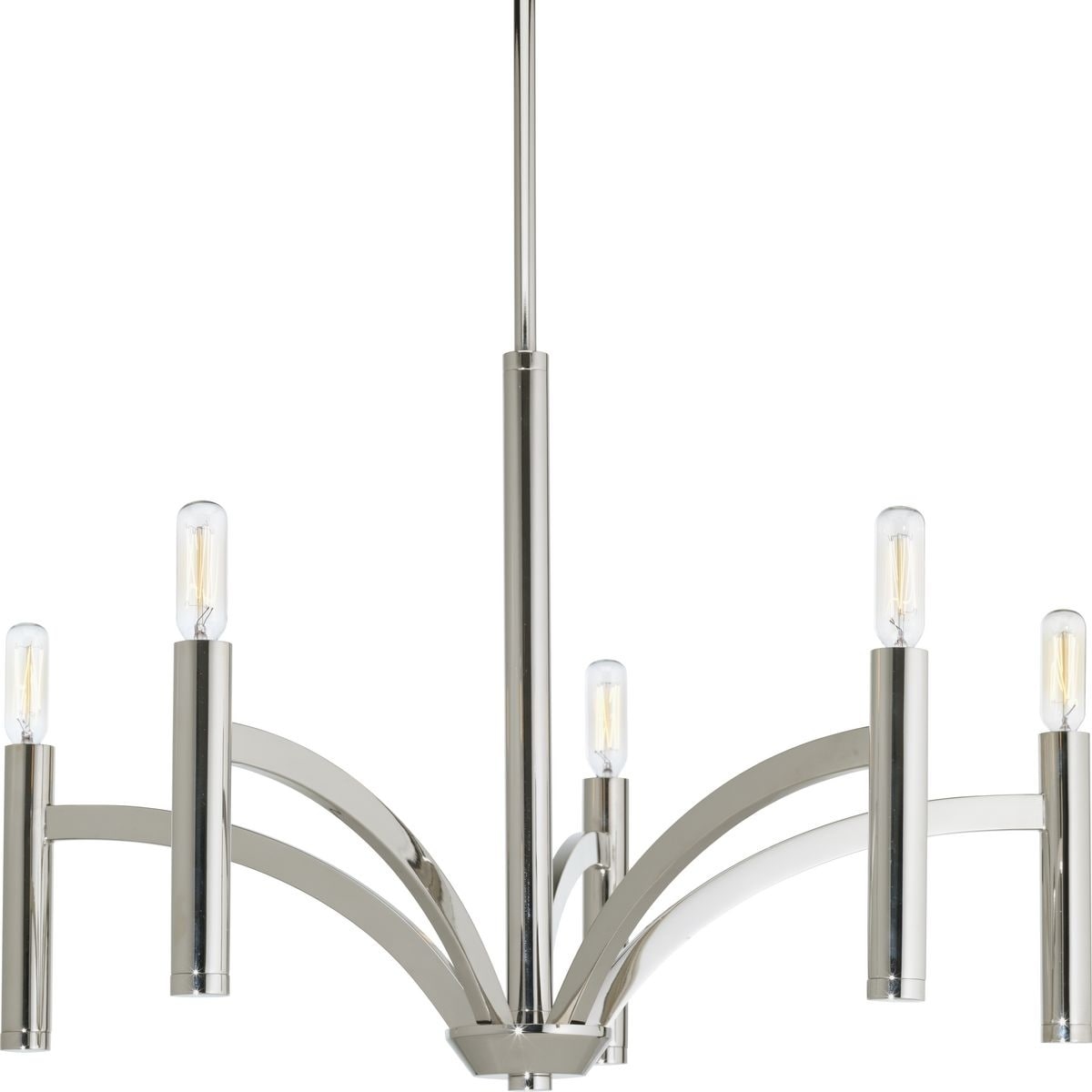 Progress Lighting Draper Collection 5-Light Polished Nickel Luxe Chandelier Light