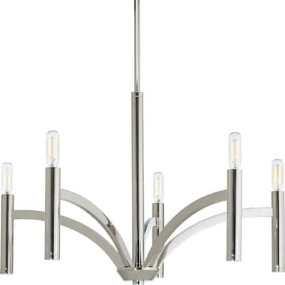 Draper Collection 5-Light Polished Nickel Luxe Chandelier Light - N/A
