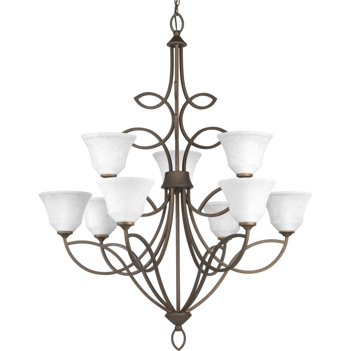 Progress Lighting P4738-102 Monogram 9-light 2-tier Chandelier - N/A (Roasted Java) - Chandeliers For Bedrooms by Overstock.com