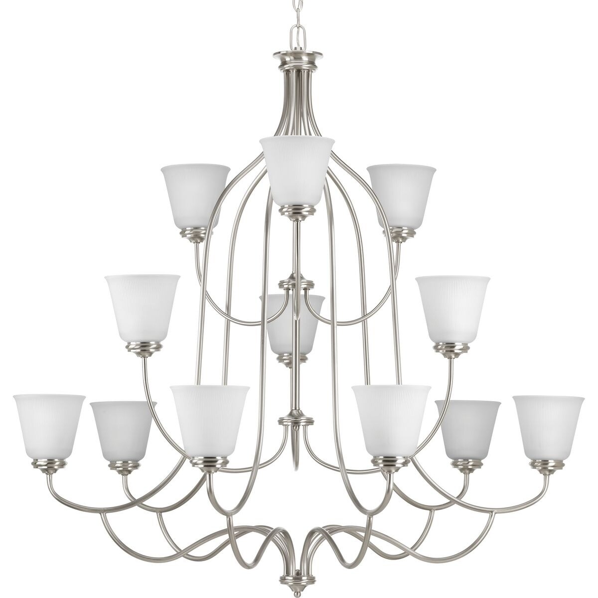 Progress Lighting P4752-09 Keats Twelve-light 3-tier Chandelier - N/A (Brushed Nickel) - Chandeliers For Bedrooms by Overstock.com
