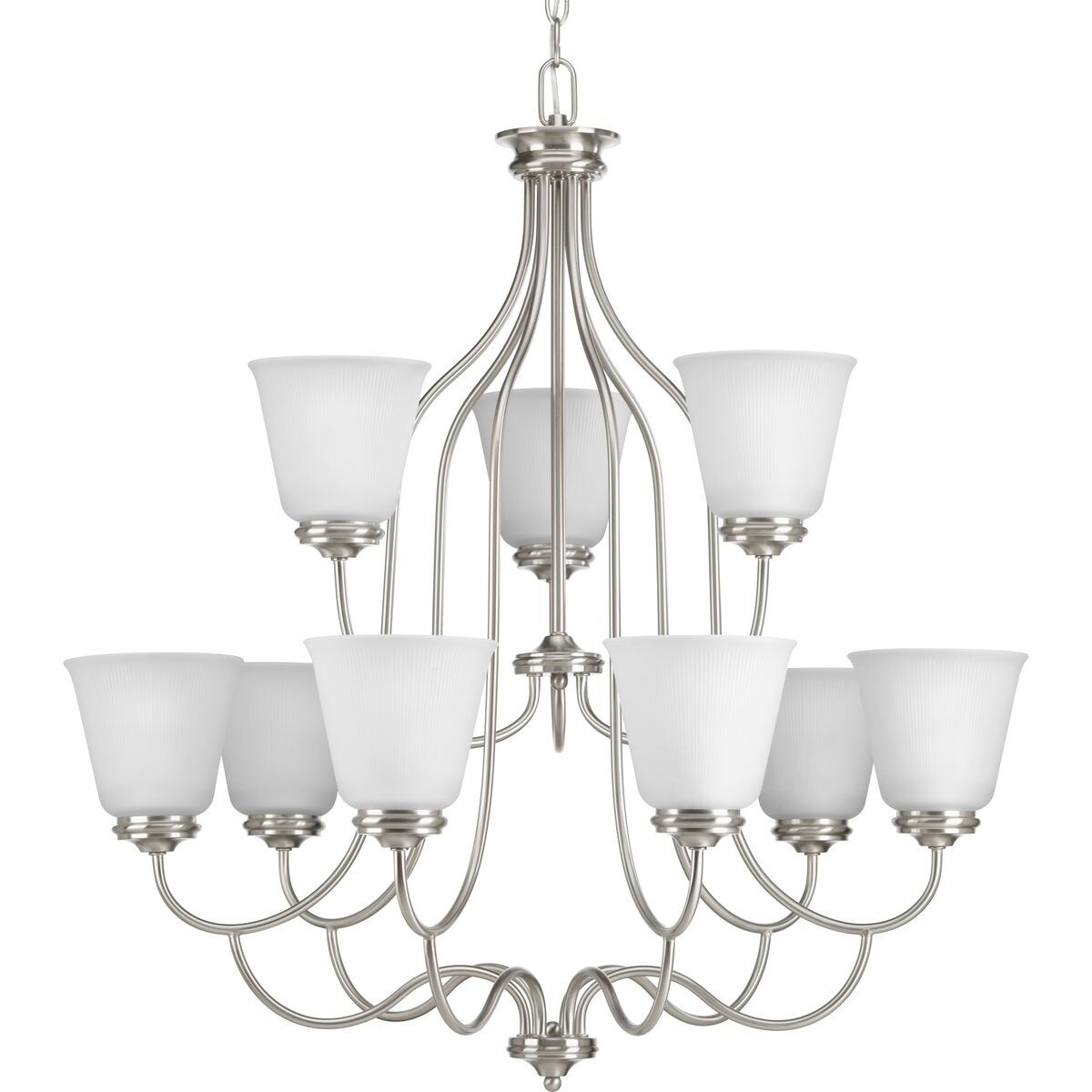 Progress Lighting P4751-09 Keats 9-light 2-tier Chandelier - N/A (Brushed Nickel) - Chandeliers For Bedrooms by Overstock.com