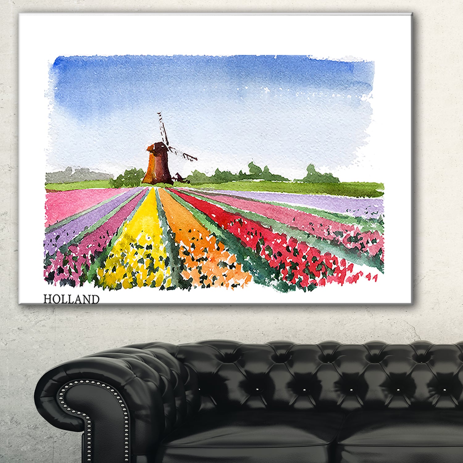 canvas vintage art print Blue dutch 32/" x 20/" holland rotterdam painting