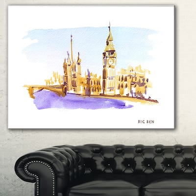 London Brown Illustration' Cityscape Canvas Print