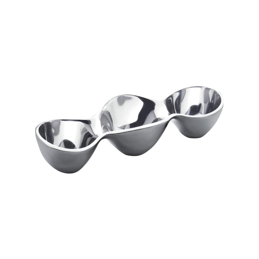 Nambe Alloy Triple Condiment Server - 13" x 3" x 4.5"