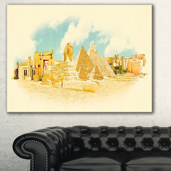 Shop Cairo Panoramic View' Cityscape Watercolor Canvas Print - beige ...