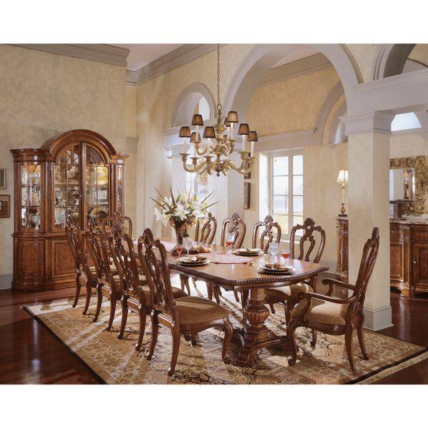 Villa Cortina Double Pedestal Dining Table Brown Villa Cortina Double Pedestal Dining Table Brown