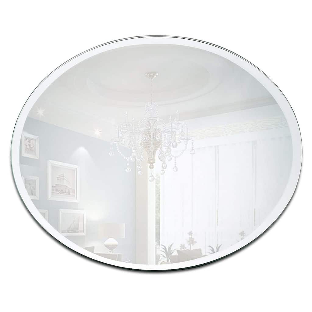 10 Inch Round Mirror Candle Plates with Beveled Edge Set of 12 - 10"d