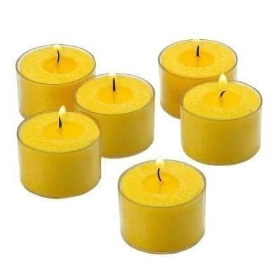 Yellow Scented Citronella Tealight Candles with Clear Cups with 8-hour Burn (Set of 72)