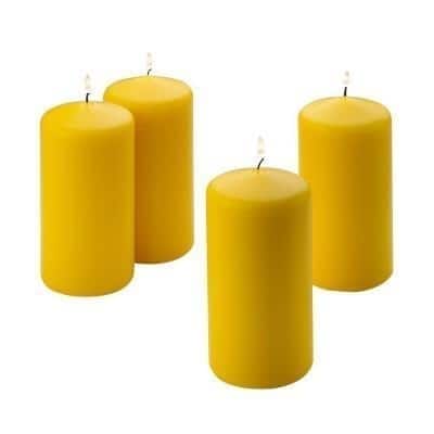 Yellow Citronella Scented Pillar Candles (Set of 4)