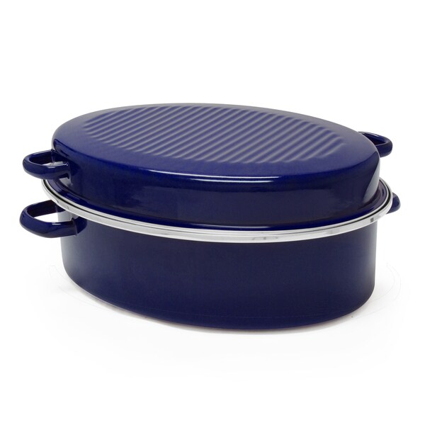 Chantal EnamelOnSteel 11Quart Roaster/Broiler in Cobalt Blue Free