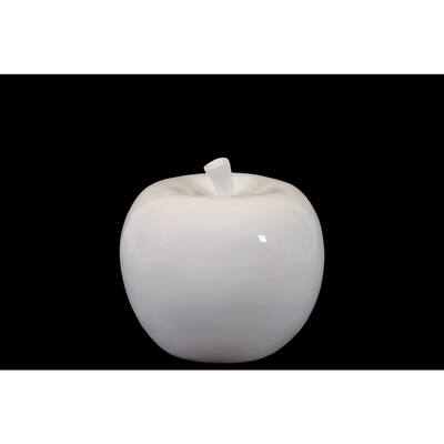 Small Gloss White Ceramic Apple Figurine