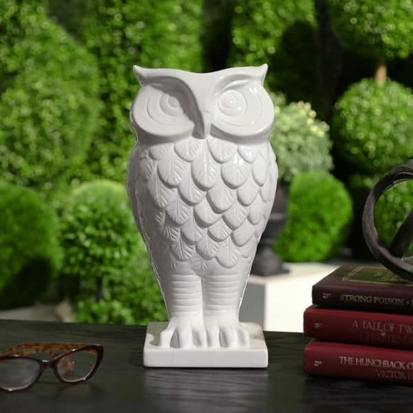 Shop Ceramic White Owl Vase On Base Free Shipping Today