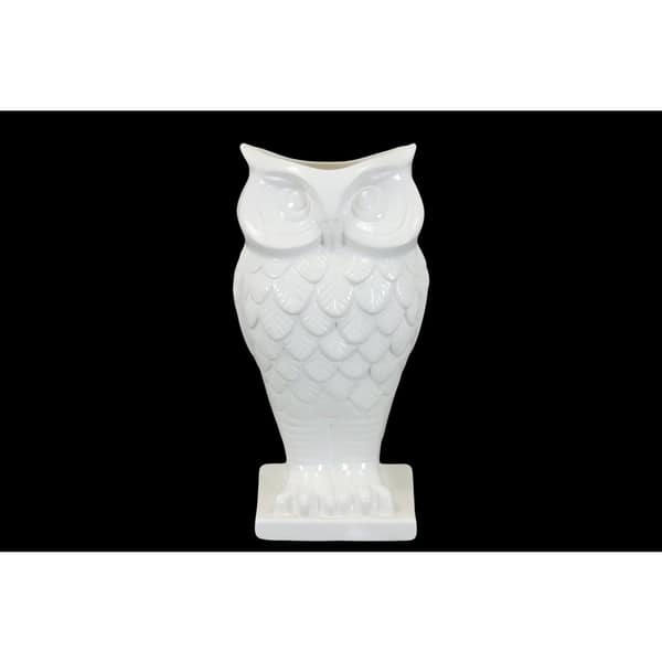 Shop Ceramic White Owl Vase On Base Free Shipping Today