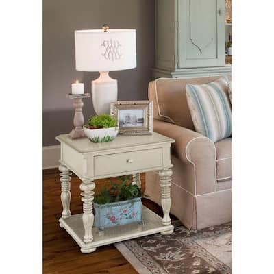 Paula Deen Home Rectangular End Table in Linen Finish