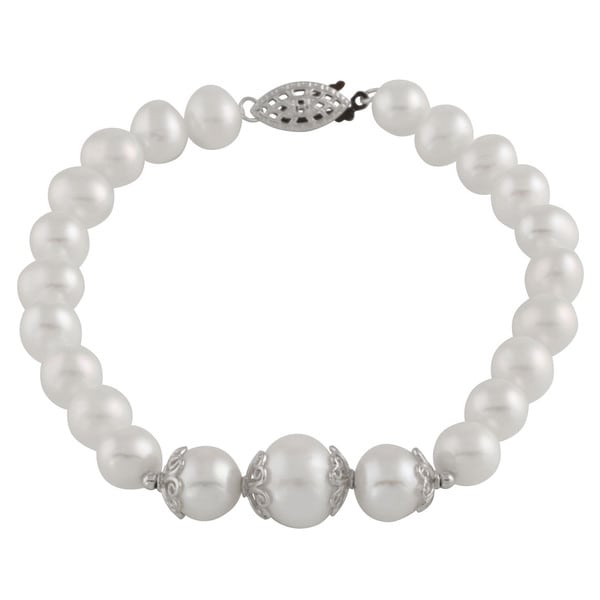 Sterling Silver Graduated Freshwater Pearl Bracelet