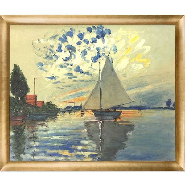 Claude Monet 'Sailboat at Le Petit-Gennevilliers' Hand Painted Framed ...