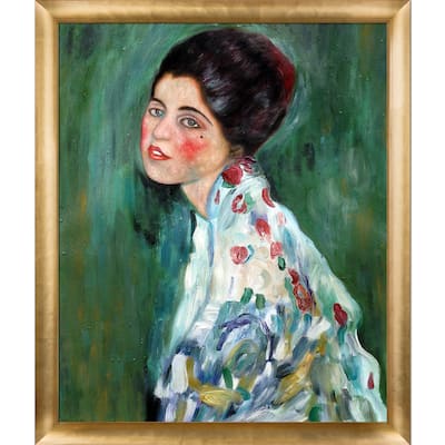 La Pastiche Gustav Klimt 'Portrait of a Lady, 1916-1917' Hand Painted Framed Canvas Art