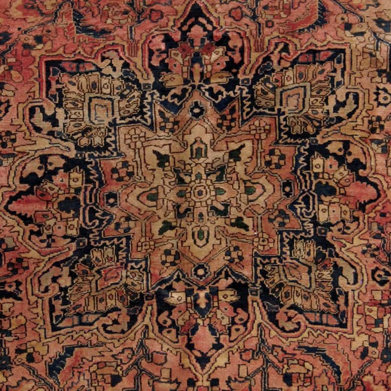 Handmade Herat Oriental Persian 1940s Semi-antique Heriz Rust/ Navy Wool Rug (Iran) - 7'7 x 11'