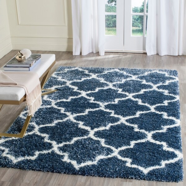 Safavieh Montreal Trellis Shag Blue/ Ivory Rug - 8' x 10'