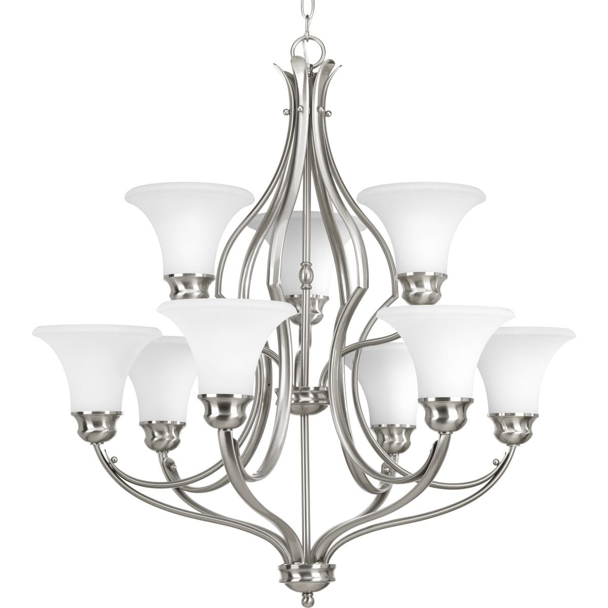 Progress Lighting P4037-09 Applause 9-light 2-tier Chandelier - N/A (Brushed Nickel) - Chandeliers For Bedrooms by Overstock.com