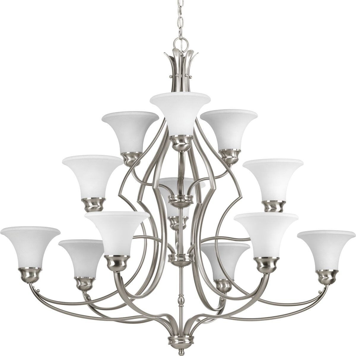 Progress Lighting P4654-09 Applause Twelve-light 3-tier Chandelier - N/A (Brushed Nickel) - Chandeliers For Bedrooms by Overstock.com