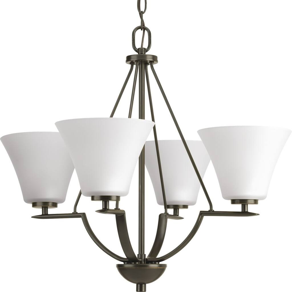 Bravo Collection 4-Light Antique Bronze Etched Glass Modern Chandelier Light