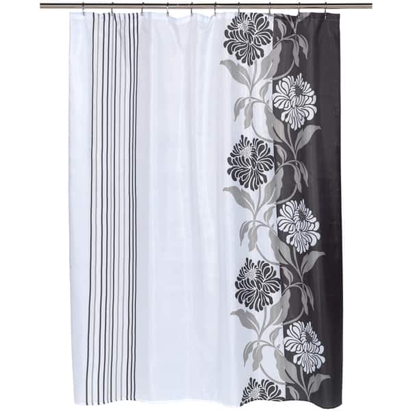 Shop Beautiful Black And White Flower Motif Extra Long Fabric