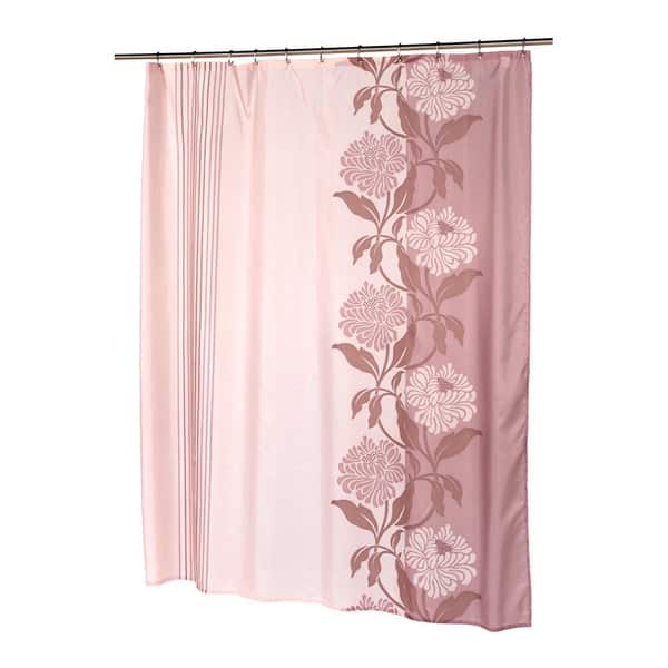 Beautiful Mauve And Ivory Flower Motif Extra Long Fabric Shower Curtain 70 X 84 Beautiful Mauve And Ivory Flower Motif Extra Long Fabric Shower Curtain 70 X 84