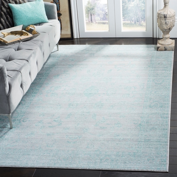 Safavieh Valencia Blue/ Multi Overdyed Distressed Silky Polyester Rug - 8' x 10'