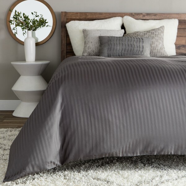 Brielle Egyptian Cotton 400 Thread Count Sateen Striped Oversized Duvet Cover