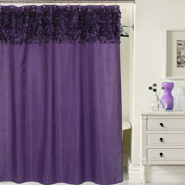 Shop Beautiful Purple Leaf Banded Fabric Shower Curtain Free