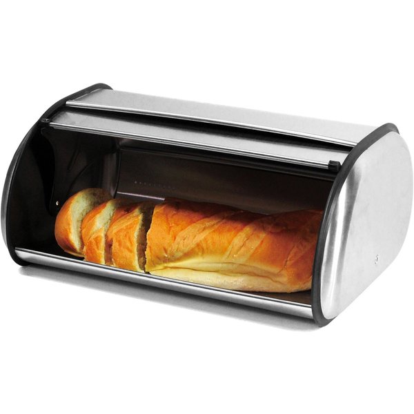 Shop Brushed Stainless Steel Roll Top Large Bread Box Free Shipping