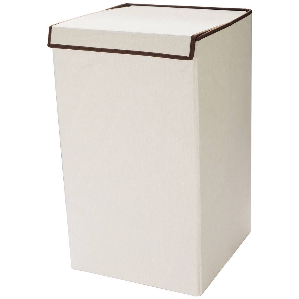 Villacera Natural with Brown Trim Deluxe Laundry Hamper with Lid