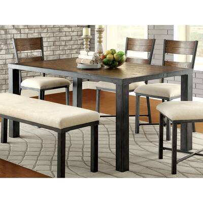 Furniture of America Nax Industrial Oak Metal 65.5-inch Dining Table