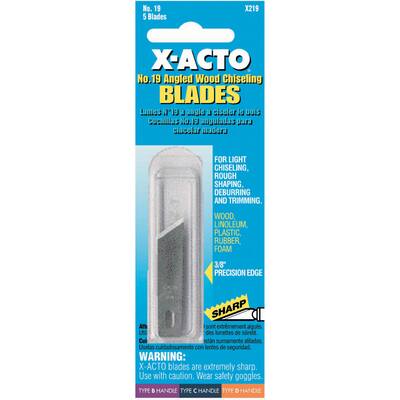 X Acto X219 5 Pack No. 19 Angled Wood Chiseling Blade