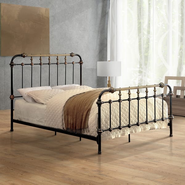 slide 1 of 7, Furniture of America Pall Contemporary Metal Spindle Panel Bed