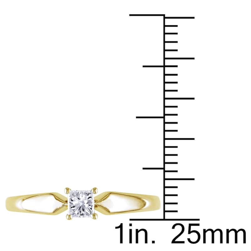 Miadora 10k Yellow Gold 1/4ct TDW Princess-cut Diamond Solitaire Engagement Ring (J-K, I2-I3) - White