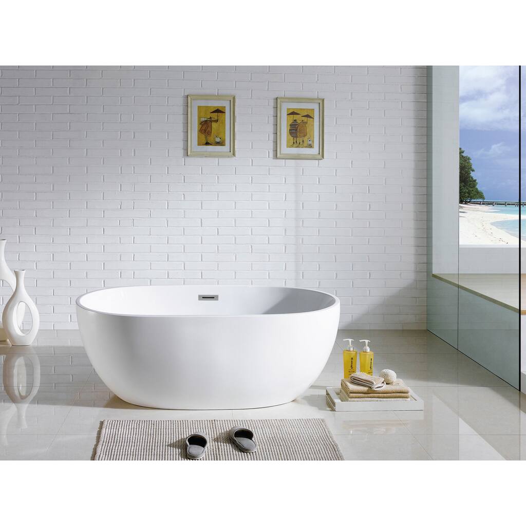 Tropicana 60" x 30" White Oval Soaking Bathtub