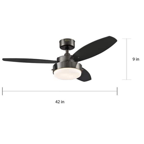 Westinghouse 7876400 42 Gun Metal Three Blade Reversible Ceiling Fan With Light