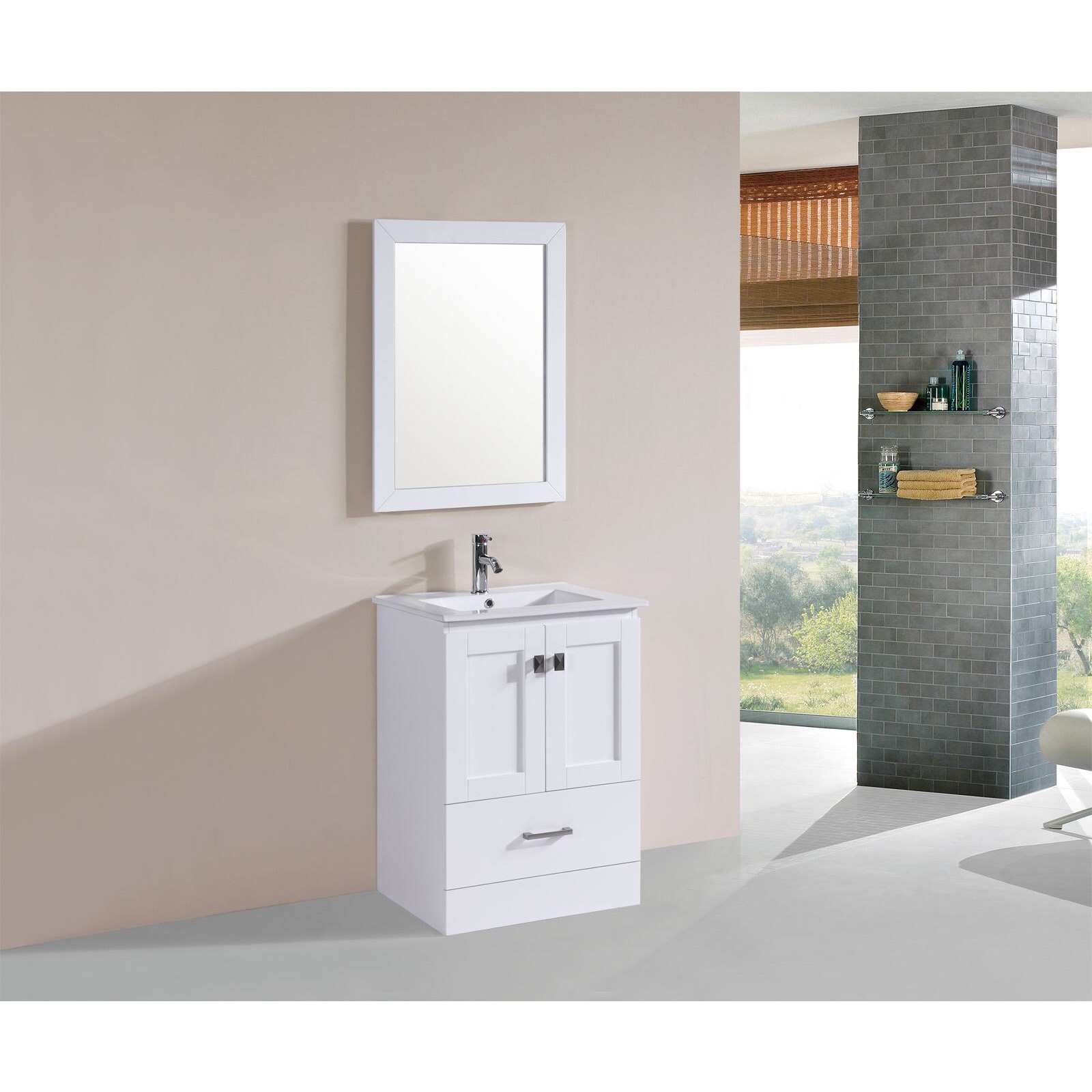 24 Inch Redondo White Single Modern Bathroom Vanity With Integrated Sink Overstock 11636790