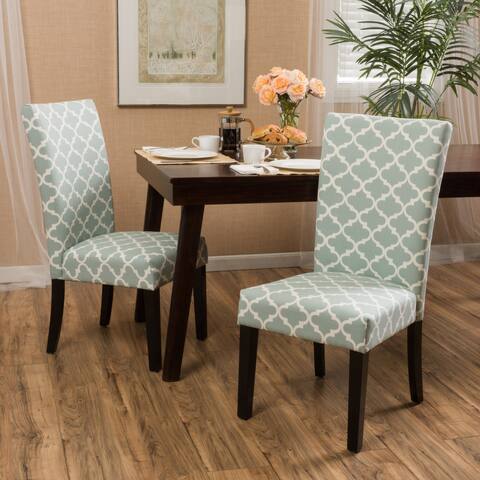Parsons Chair Kitchen Dining Room Chairs Clearance Aurora Fabric Trellis Pattern Dining Chair Set Of 2