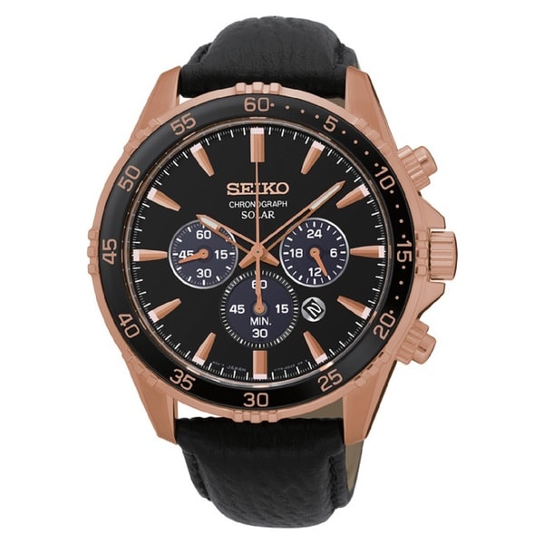 seiko chronograph black and gold