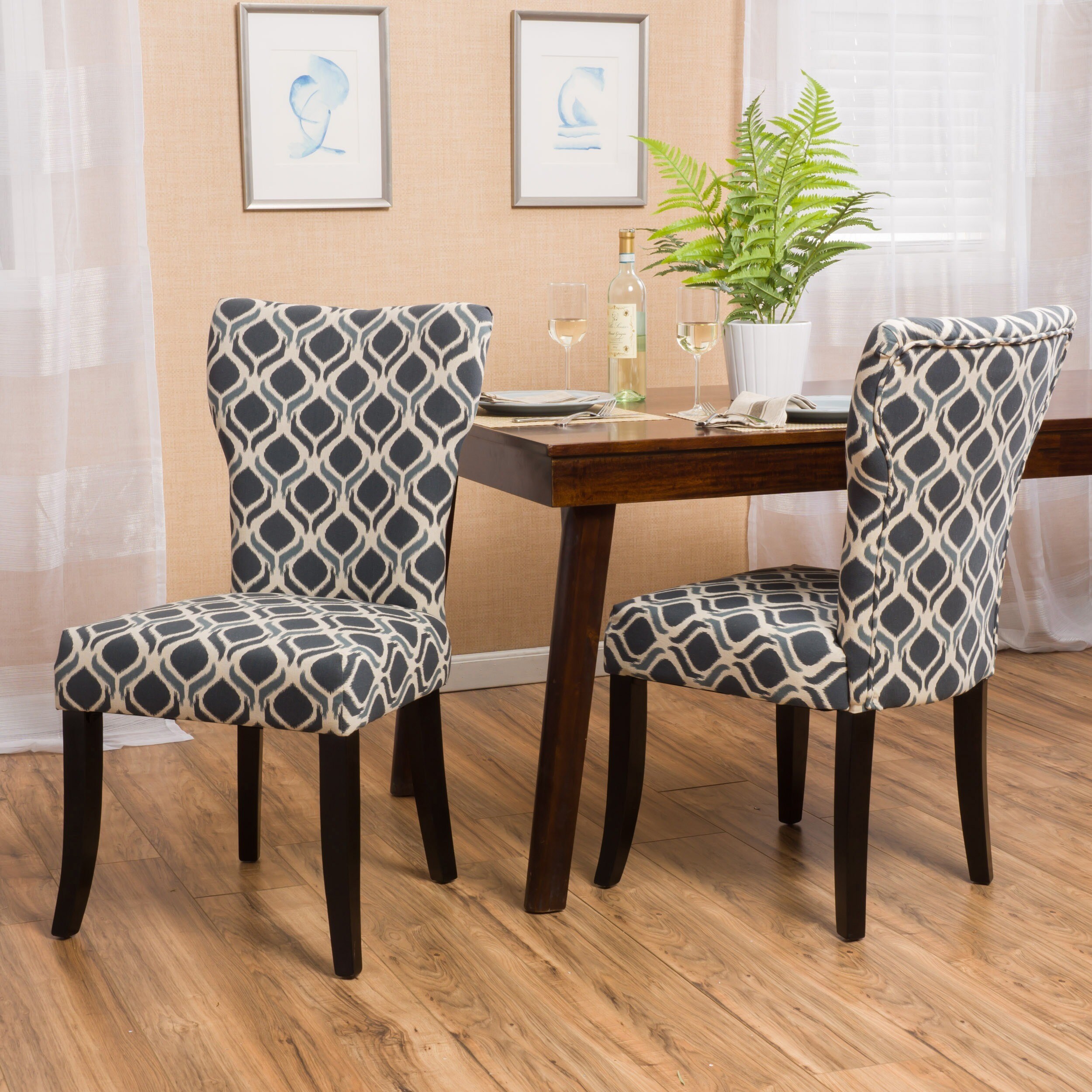 grey and mustard dining chairs