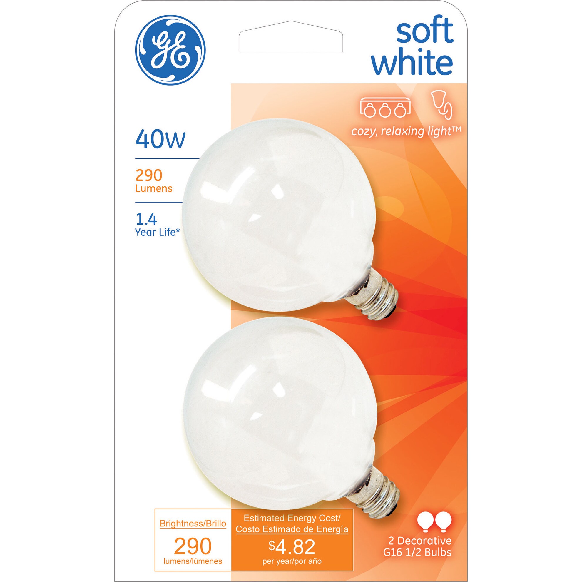 GE Lighting 44414 40 Watt White Vanity Globe Light Bulbs Clear eBay