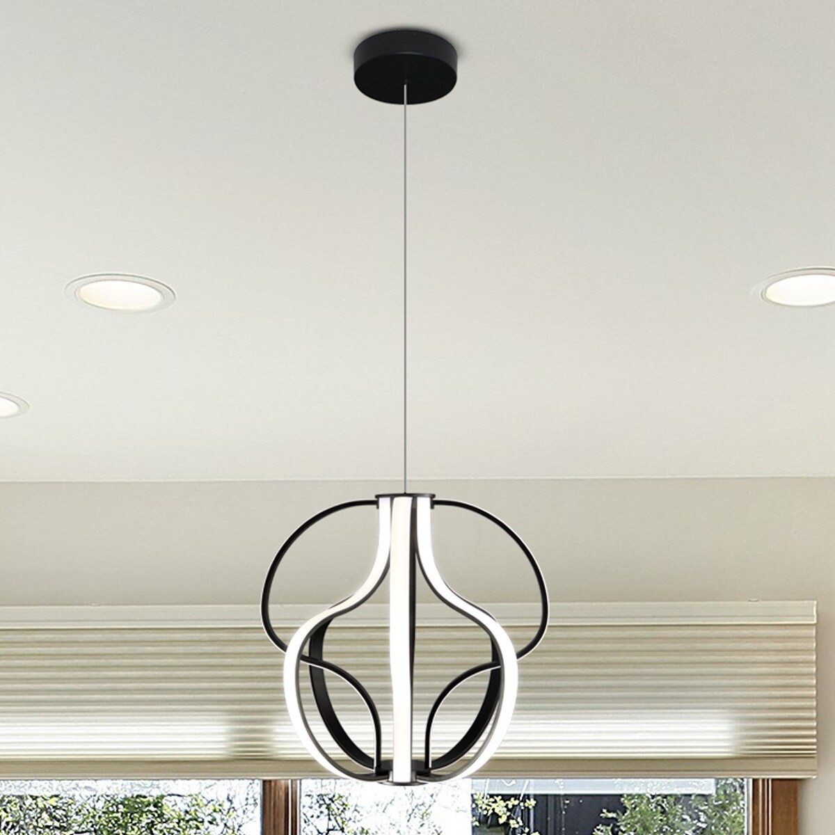 VONN Lighting VMC32430BL Capella  21-inch LED Modern Globe Chandelier in Black - N/A - Chandeliers For Bedrooms by Overstock.com