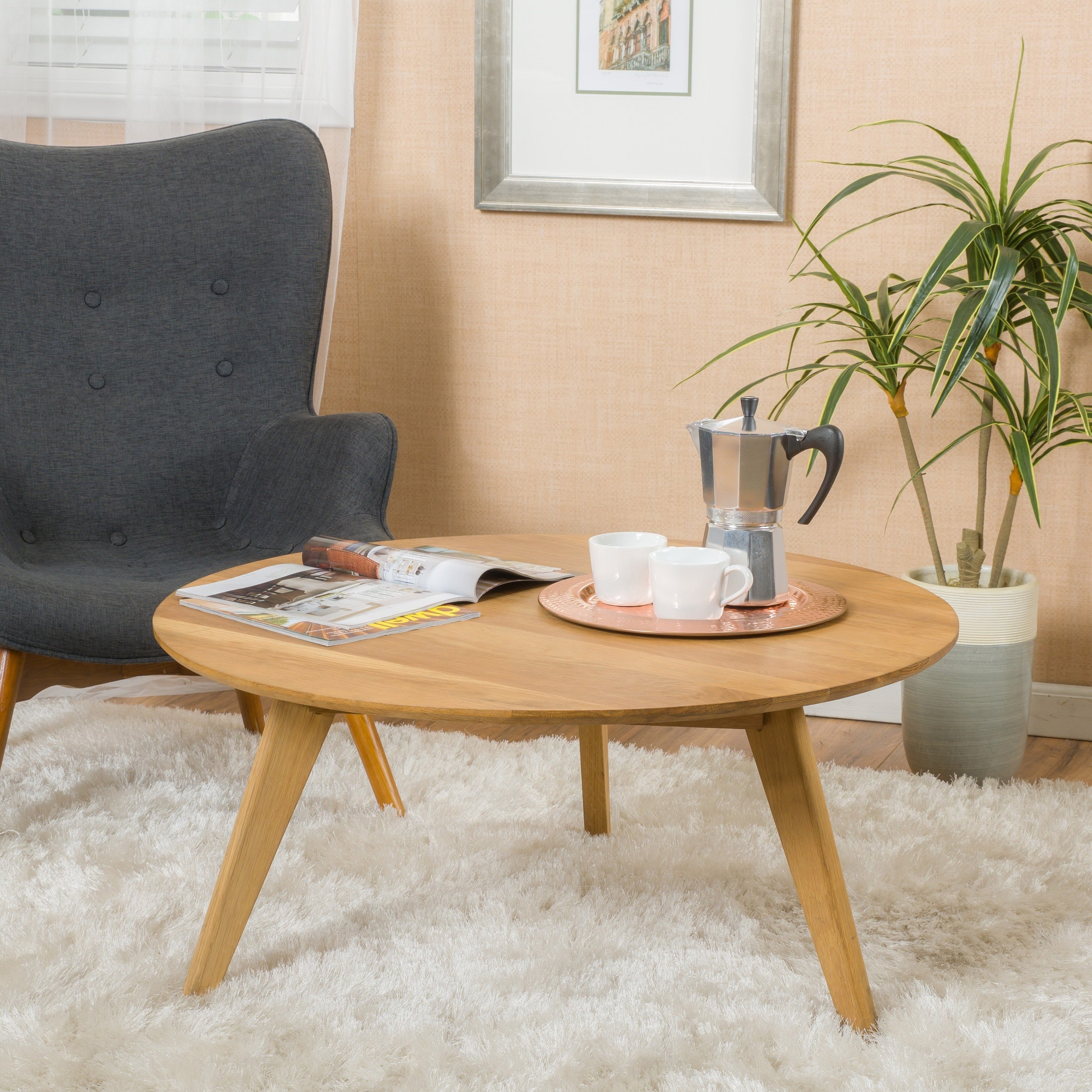 canton round acacia wood coffee table by christopher knight home