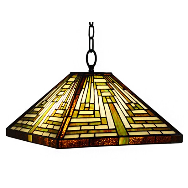 Erica 1-light Mission-style 15-inch Tiffany-style Ceiling Lamp